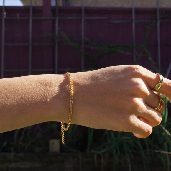 🆕 Women Gold Trendy Dainty Cross Bracelet 14k Beaded Herringbone Chain Jewelry - Picture 7 of 9